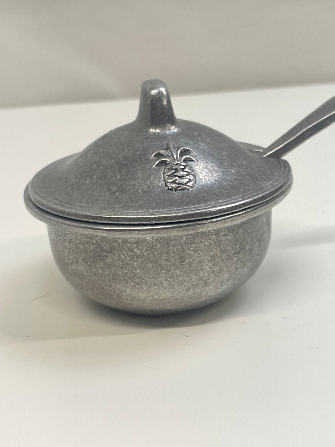 Carson Freeport PA Pewter Sugar Bowl Spoon Pineapple Primitive Colonial Decor Etsy