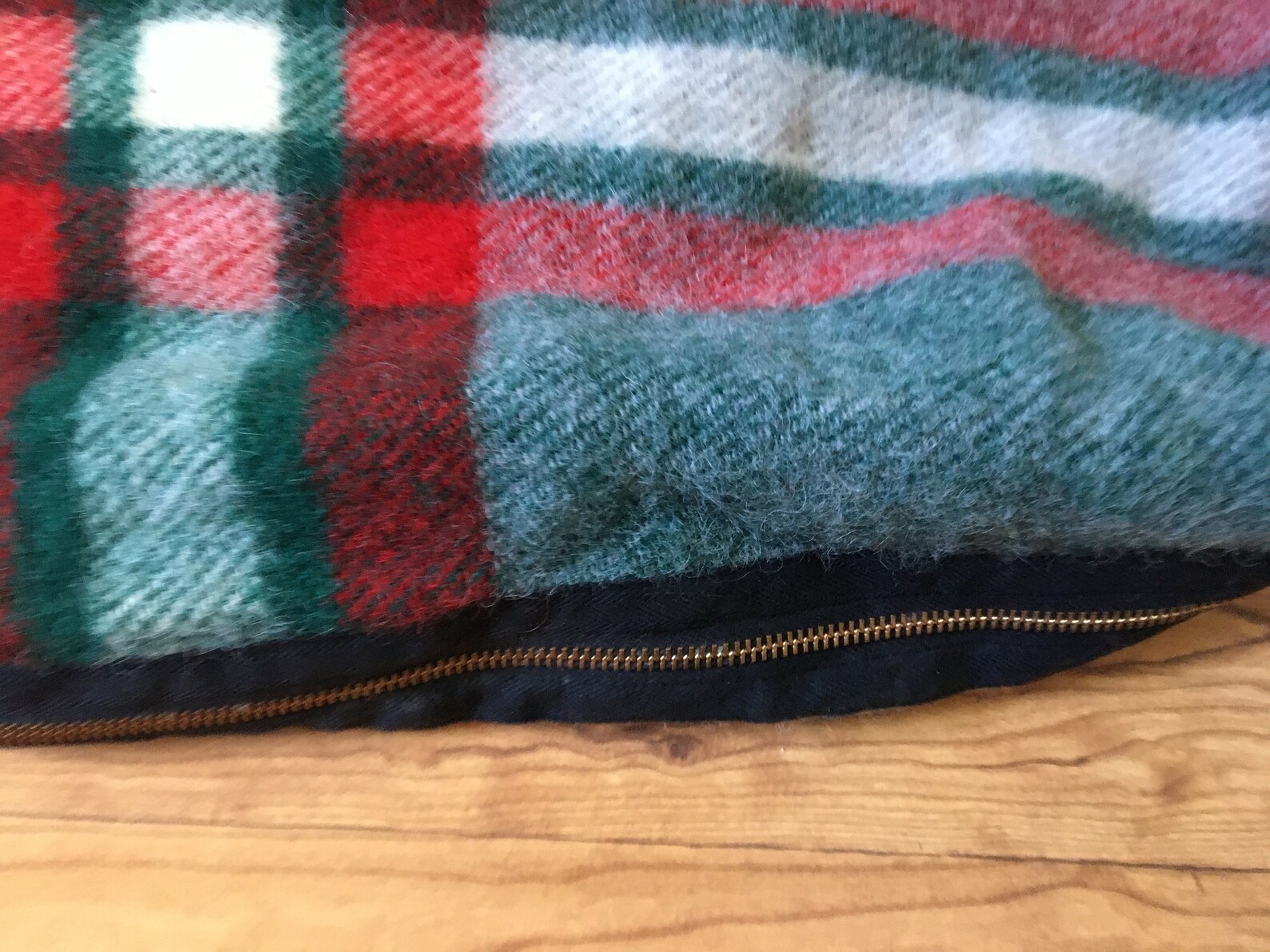 Vintage Wool Green Red Plaid Zip Up Blanket Bag Stadium Etsy