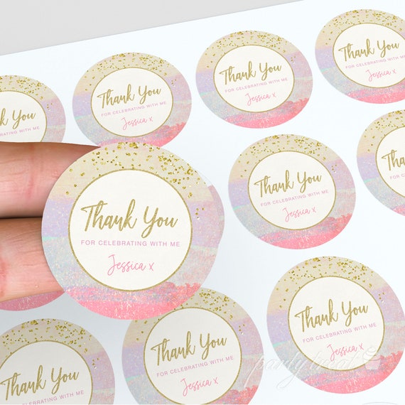 Birthday Stickers Personalised Thank You Stickers Treat Bag - Etsy