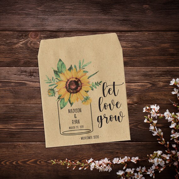 Sunflower Seed Packets Wedding Seed Packets Mason Jar Etsy