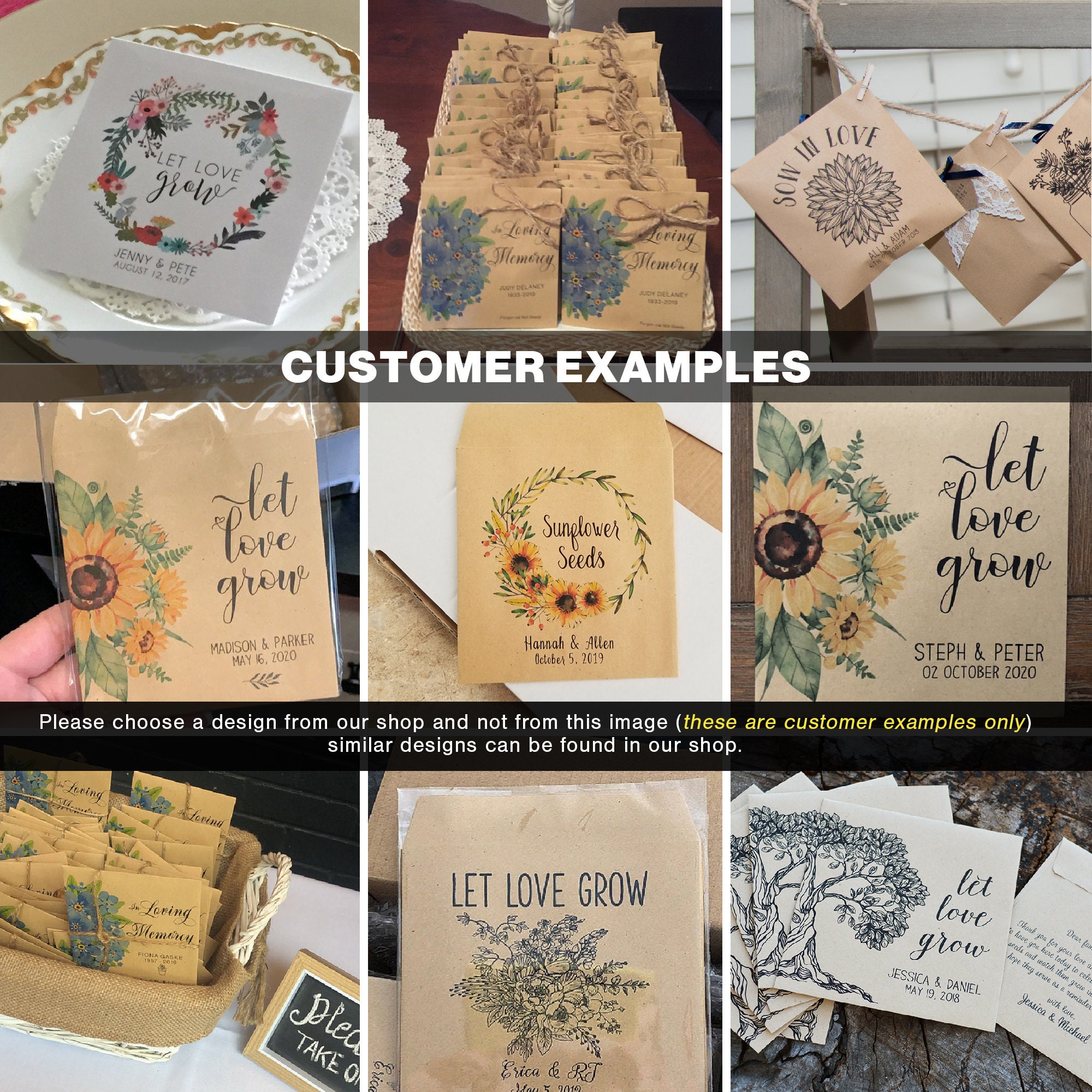 Custom Wedding Favor - Let Love Grow Seed Packet Envelopes
