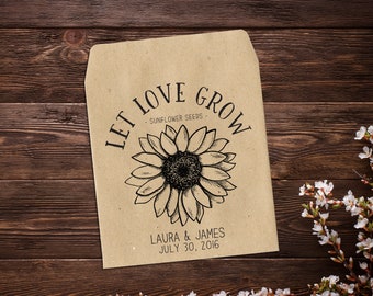 Sunflower Seed Favors, Seed Packets, Wedding Seed Packets, Seed Packet Favors, Sunflower Seed Packets, Sunflower Wedding Favors x 25