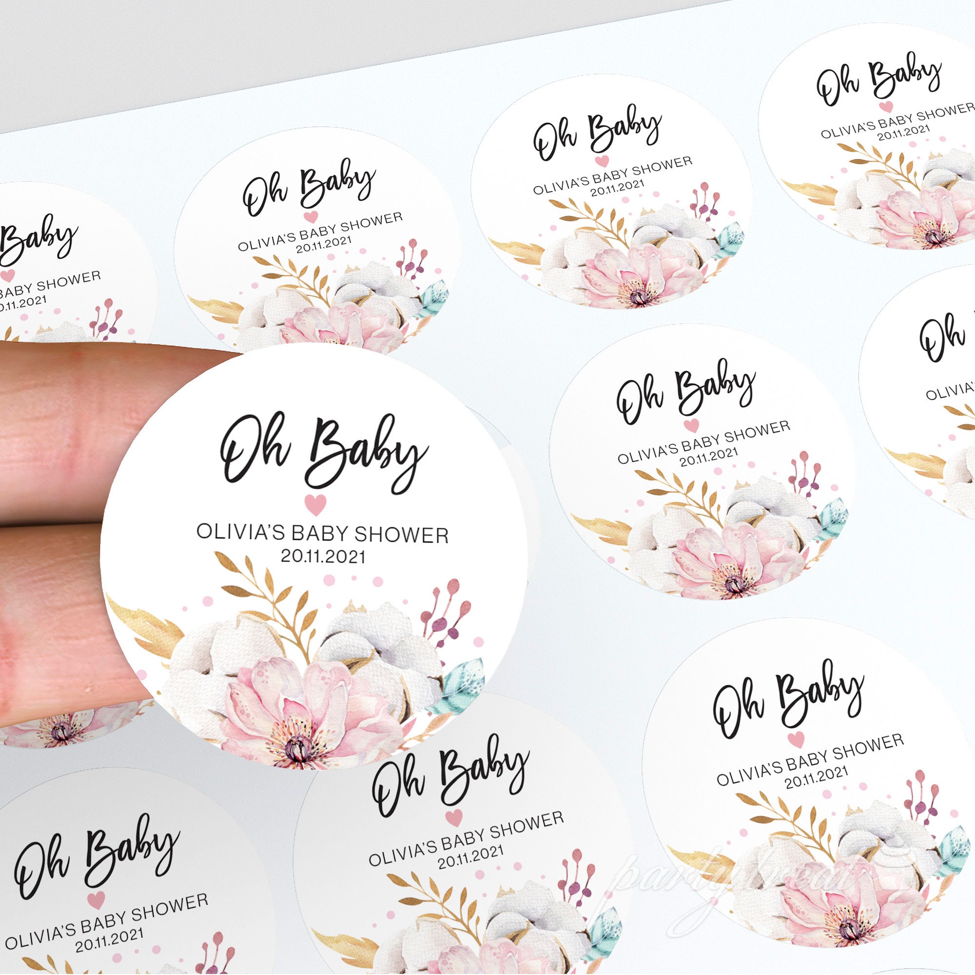 Baby Shower Stickers Oh Baby Stickers Baby Shower Favour Etsy