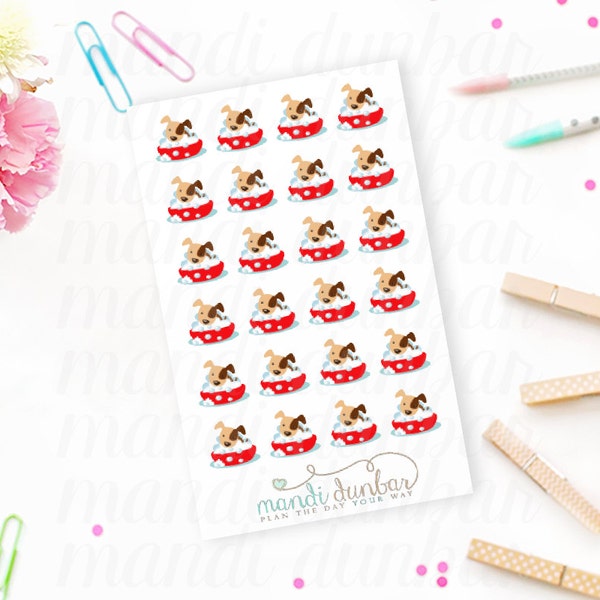 24 hondenbadstickers – perfect voor Erin Condren, Plum Paper Planner, Inkwell Press, Filofax, Scrapbooking en meer