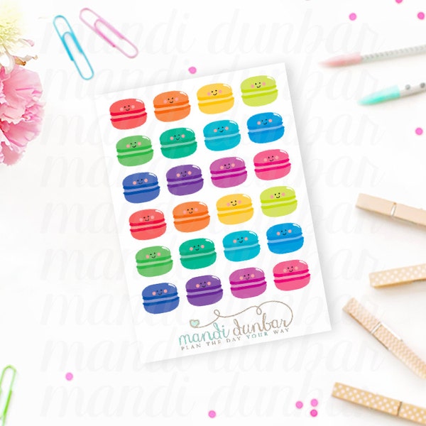 24 kleurrijke Kawaii Macaron Stickers – Perfect voor Erin Condren, Plum papier Planner, Inkwell Press, Filofax, Scrapbooking & meer