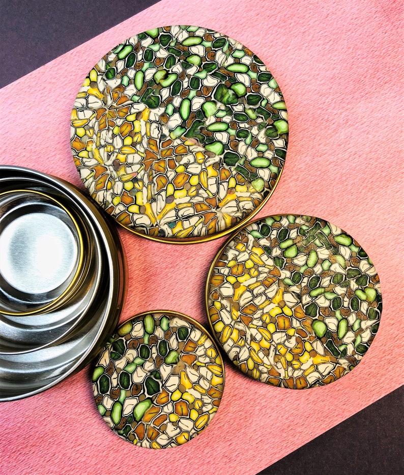 Coin Box Clay Art Design Tin Box wscrew Thread Lid for Jewelry Travel Accesseries Storge Coin Cotainer Small Box Set of 3 Ring Box