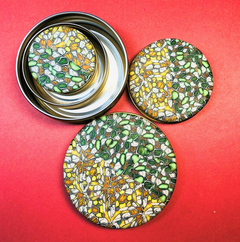 Coin Box Clay Art Design Tin Box wscrew Thread Lid for Jewelry Travel Accesseries Storge Coin Cotainer Small Box Set of 3 Ring Box