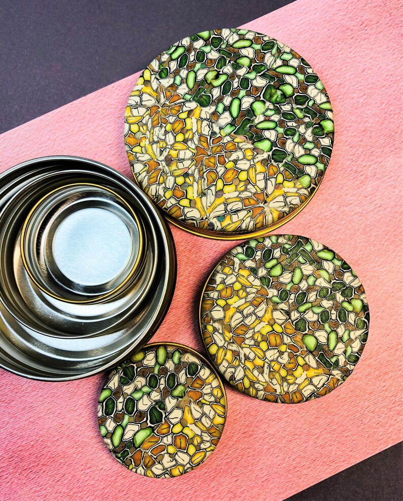 Coin Box Clay Art Design Tin Box wscrew Thread Lid for Jewelry Travel Accesseries Storge Coin Cotainer Small Box Set of 3 Ring Box