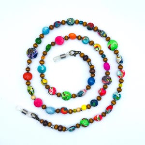 2 in 1 Beaded Eyeglass Chain Handmade women&#39;s colorful,chic,stylish,art,claybeads Eyeglass Chain, Lobster Clasp E 504