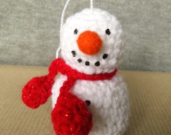 Amigurumi Christmas Snowman - Handmade Crochet Ornament