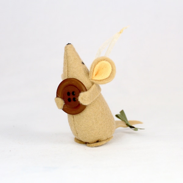 Button Mouse - Handmade Felt Ornament