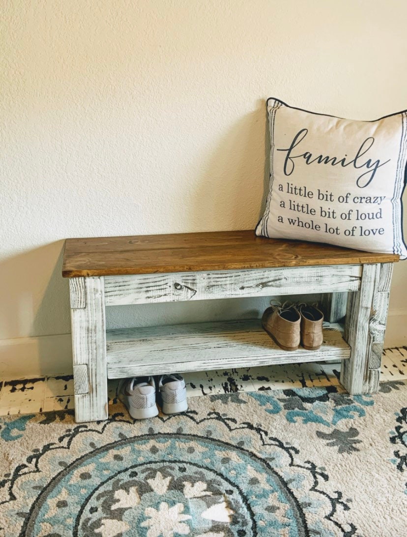 Entryway Bench Farmhouse Storage Bench Shoe Storage Bench Etsy