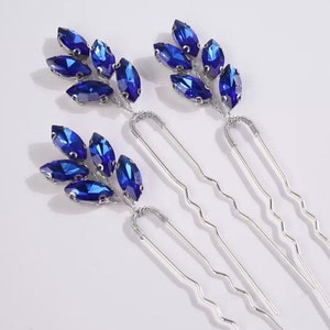 Beautiful Bridesmaid Royal Blue with Silver Wedding Hair Pin