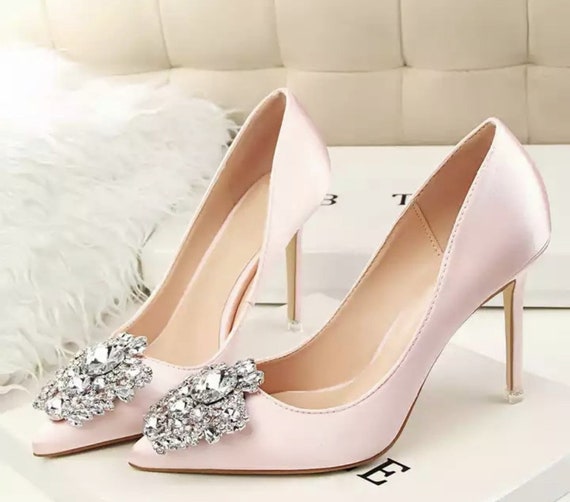 pink satin wedding shoes