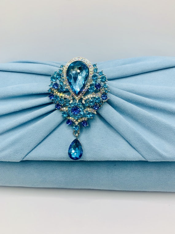 Buy Stunning Baby Blue Powder Blue Dusty Dusky Blue Crystal and Diamante Embellished Bridal Wedding Clutch Bag With Silver Chain Online in India Etsy