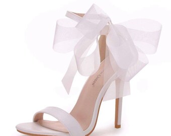 ribbon tie wedding shoes