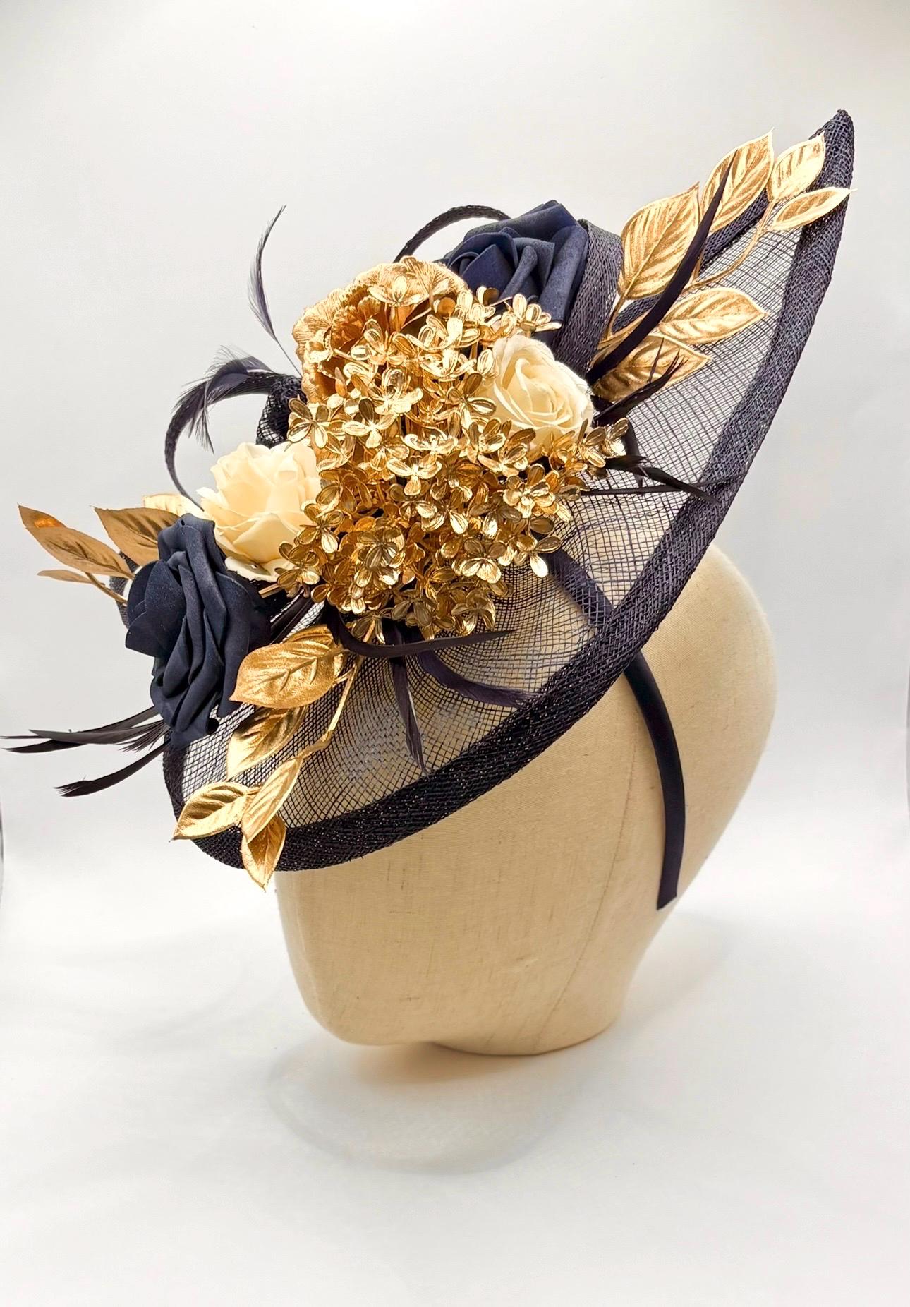 Navy and Cream Fascinator - Etsy display picture 2
