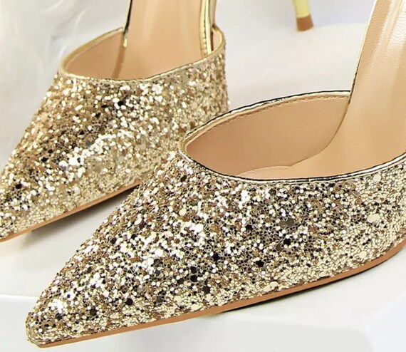 Gold Sparkle Bridal Wedding Shoes 