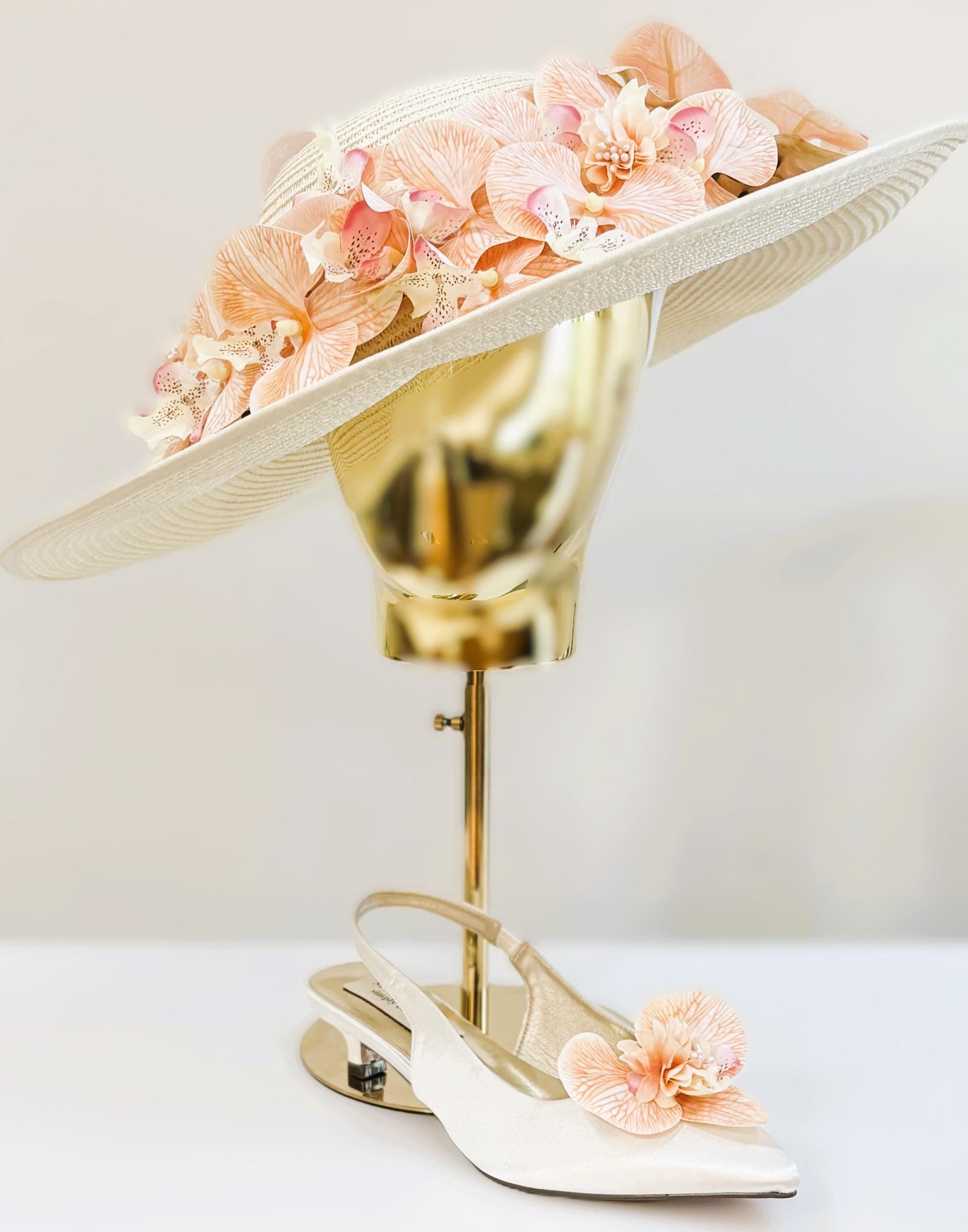 Italian Yellow Orchid Small Percher Calot Hat Pink Straw Yellow Perch Hat - Etsy main image 2