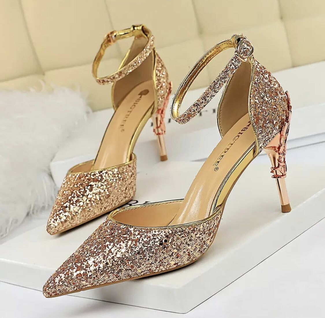 Gold Sparkle Bridal Wedding Shoes 