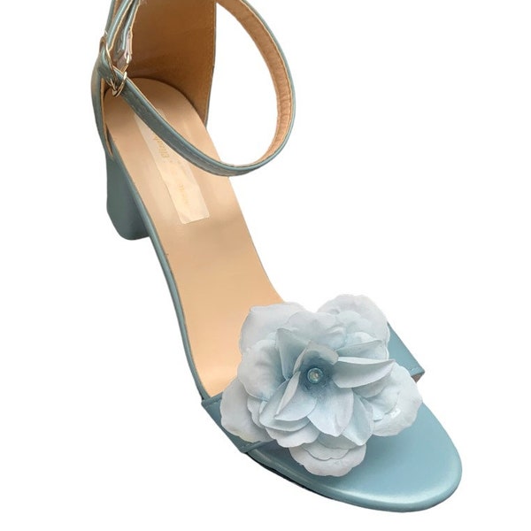 Simply Beautiful Sky Blue Flower Front Bridal Bridesmaid Sandals