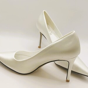 Simply Beautiful Ivory Satin Bridal Shoes Two Heel Height Options 9cm or 7cm image 2