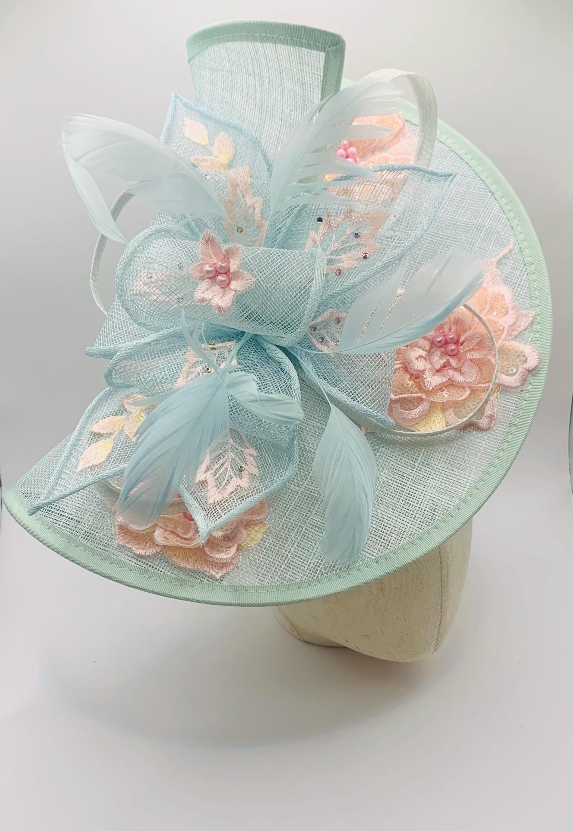 Mint Green Wedding Fascinator Derby Ascot Race Day Hat Pink  display picture 2