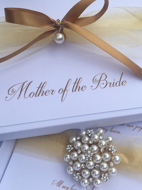 Diamond and Pearls Mother of the Bride Brooch and Keepsake Card