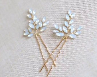 Simply Beautiful Soft Blue with Gold or Soft Blue with Silver Bridal Hair Pin & Matching Earrings