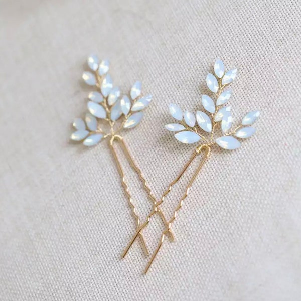 Simply Beautiful Soft Blue with Gold or Soft Blue with Silver Bridal Hair Pin & Matching Earrings