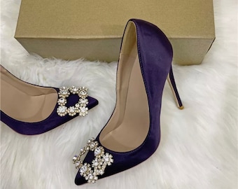 purple lace wedding shoes