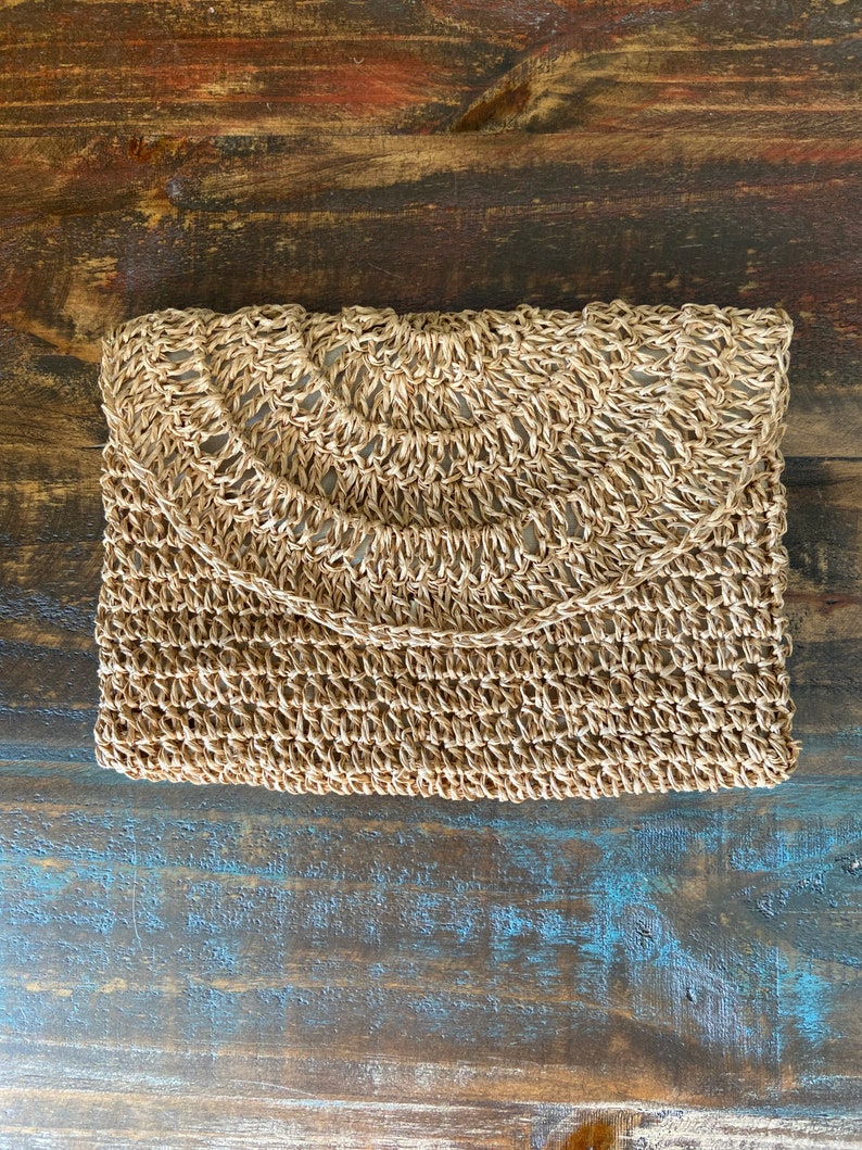 Raffia Clutch / Straw Clutch / Crochet Raffia Clutch / Raffia Etsy