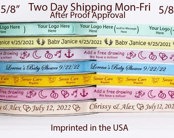 Custom Printed Satin Ribbon 5/8" 16mm – Personalized with Your Text or Logo for Weddings, Gift Wrapping, Baby Showers, Events. Ironed first!