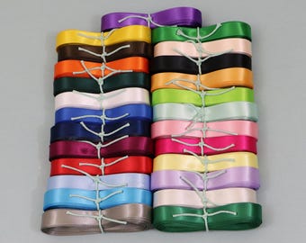 7/8" Satin Ribbon, (6) rolls 30 feet ea., choose multiple colors, single faced, finished edge, for crafts, wedding gifts, gift wrapping..
