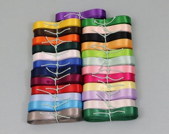 5/8" Satin Ribbon, (6) rolls 30 feet ea., choose multiple colors, single faced, finished edge, for crafts, wedding gifts, gift wrapping..