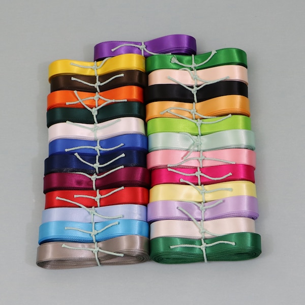 5/8" Satin Ribbon, (6) rolls 30 feet ea., choose multiple colors, single faced, finished edge, for crafts, wedding gifts, gift wrapping..