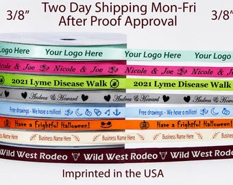 Personalized Satin Ribbon – 3/8" (10mm) Custom Printed with Your Text or Logo for Wedding Favors, Gift Wrap, Baby Shower, Party Decorations
