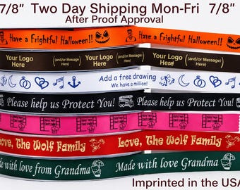 Custom Satin Ribbon with Your Text or Logo – 7/8" (22mm)  Personalized Ribbon for Wedding Favors, Gift Wrap, Baby Shower, Birthday Decor