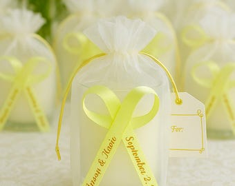 Personalized Wedding Favor Ribbons, Bowed Ribbons for Bridal Shower, Anniversary favors, Peel & Stick, High quality Satin, Fully Assembled.