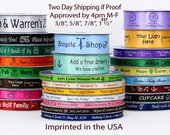 Personalized Satin Ribbon with Your Text or Logo – Custom Printed Ribbon for Wedding Favors, Gift Wrap, Baby Shower, Party Decor
