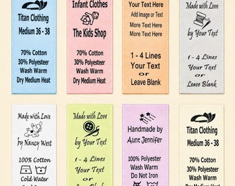 Personalized, Fold Over Sewing Labels - Custom Fabric Labels for Handmade Items, Clothing, Quilts, and Crafts,  Size: 2"H x 7/8" W, Ironed