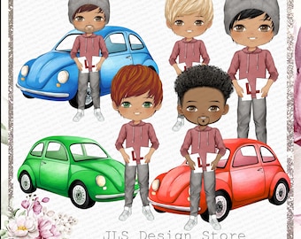 Clipart de examen de conducir aprobado: Ilustración de niño personalizable (Descarga PNG)