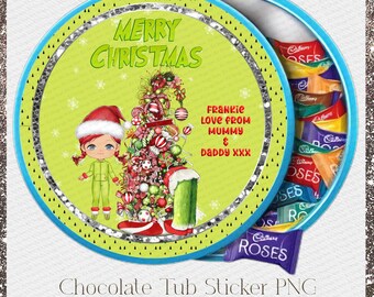 Pegatina de bombón navideño: Diseño de muñeca PNG (Descarga digital)