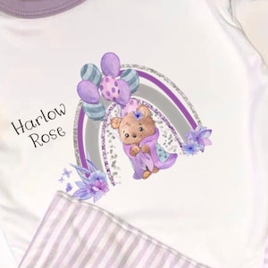 Teddy Bear Rainbow print Sublimation Design, Kids PNG Files