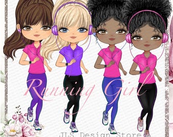 Chica corriendo dibujada a mano (PNG), 300 DPI (descarga digital)