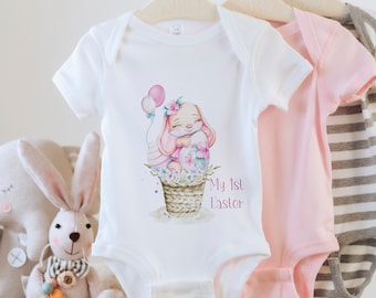 Diseño de sublimación con estampado de conejito en cesta rosa, archivos PNG para guardería