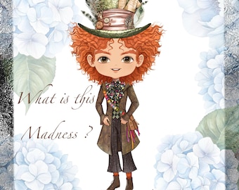 Clipart del Sombrerero Loco: Personaje extravagante de Alicia en el País de las Maravillas (Descarga digital)