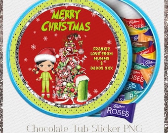 Pegatina de bombón navideño: Diseño de muñeca PNG (Descarga digital)