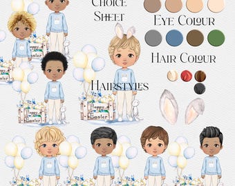 Paquete de imágenes prediseñadas de sublimación de niño de Pascua: descarga PNG instantánea