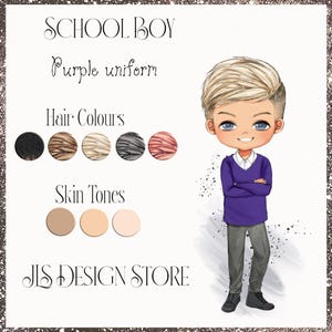 Purple School Boy Clip Art - Instant Download, PNG Format, 300dpi